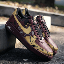 Leaf Pattern Maroon Gold Custom Air Force 1