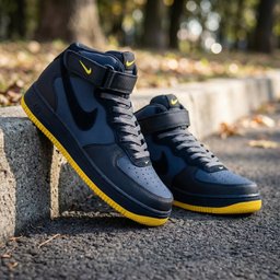 Plain Navy Yellow Custom Air Force 1 - view 2