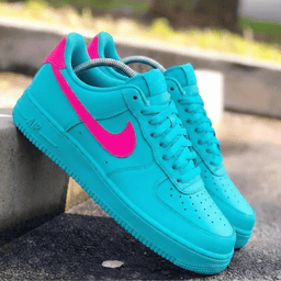 Vibrant Turquoise and Pink Custom Air Force 1 - view 2
