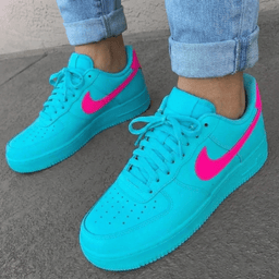 Vibrant Turquoise and Pink Custom Air Force 1 - view 3