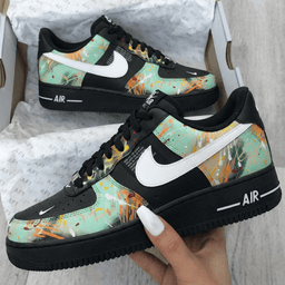Splatter Paint Teal Black Custom Air Force 1 - view 2