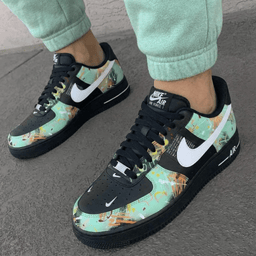 Splatter Paint Teal Black Custom Air Force 1 - view 3