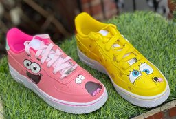 SpongeBob Theme Baby Pink and Yellow Custom Air Force 1 - view 2