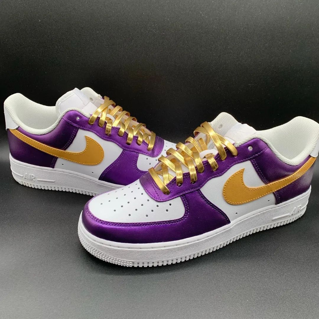 Elegant Purple Gold White Design Custom Air Force 1