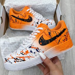 Splatter Orange Black Custom Air Force 1 - view 2