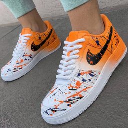 Splatter Orange Black Custom Air Force 1 - view 3