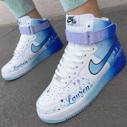 Street Cool Light Blue Purple Splatter Print Custom Air Force 1 - view 3