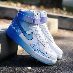 Street Cool Light Blue Purple Splatter Print Custom Air Force 1 - view 2