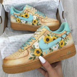 Sunflower Floral Baby Blue Custom Air Force 1 - view 2