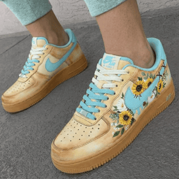 Sunflower Floral Baby Blue Custom Air Force 1 - view 3