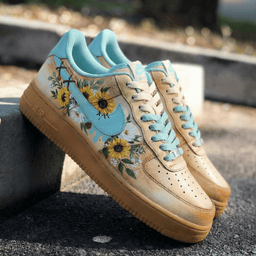 Sunflower Floral Baby Blue Custom Air Force 1