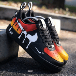 Drip Pattern Black Orange Red Custom Air Force 1 - view 2