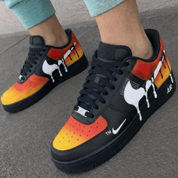 Drip Pattern Black Orange Red Custom Air Force 1 - view 3