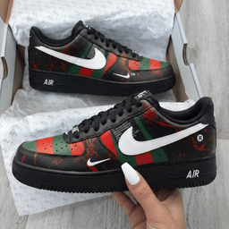 Striped Splatter Pattern Black Green Red Custom Air Force 1 - view 2