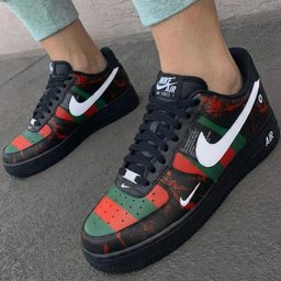 Striped Splatter Pattern Black Green Red Custom Air Force 1 - view 3