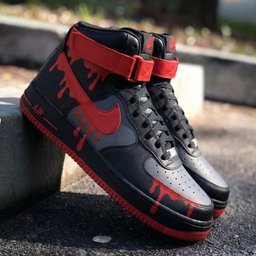 Drip Pattern Black Grey Red Custom Air Force 1 - view 2