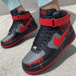 Drip Pattern Black Grey Red Custom Air Force 1 - view 3