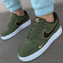 Military Olive Green Gold Swoosh Custom Air Force 1 - view 3