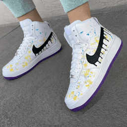 Splatter Black Yellow Purple Custom Air Force 1 - view 3