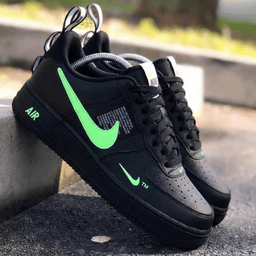 Neon Swoosh Black Custom Air Force 1 - view 2