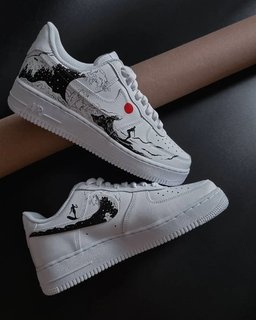 Surfing Scene Red Black Custom Air Force 1 - view 2