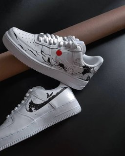 Surfing Scene Red Black Custom Air Force 1 - view 3