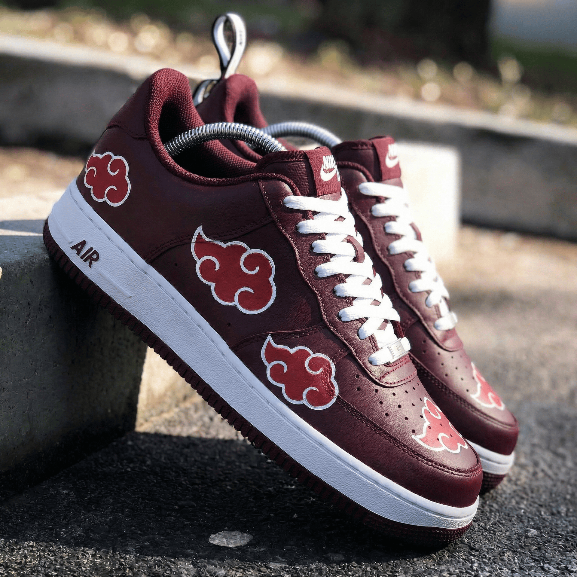 Naruto Clouds Maroon White Custom Air Force 1