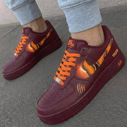 Tiger Theme Burgundy Orange Custom Air Force 1 - view 3