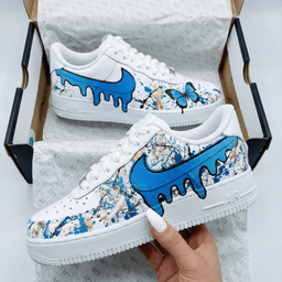 Butterfly Splatter Blue Custom Air Force 1 - view 2