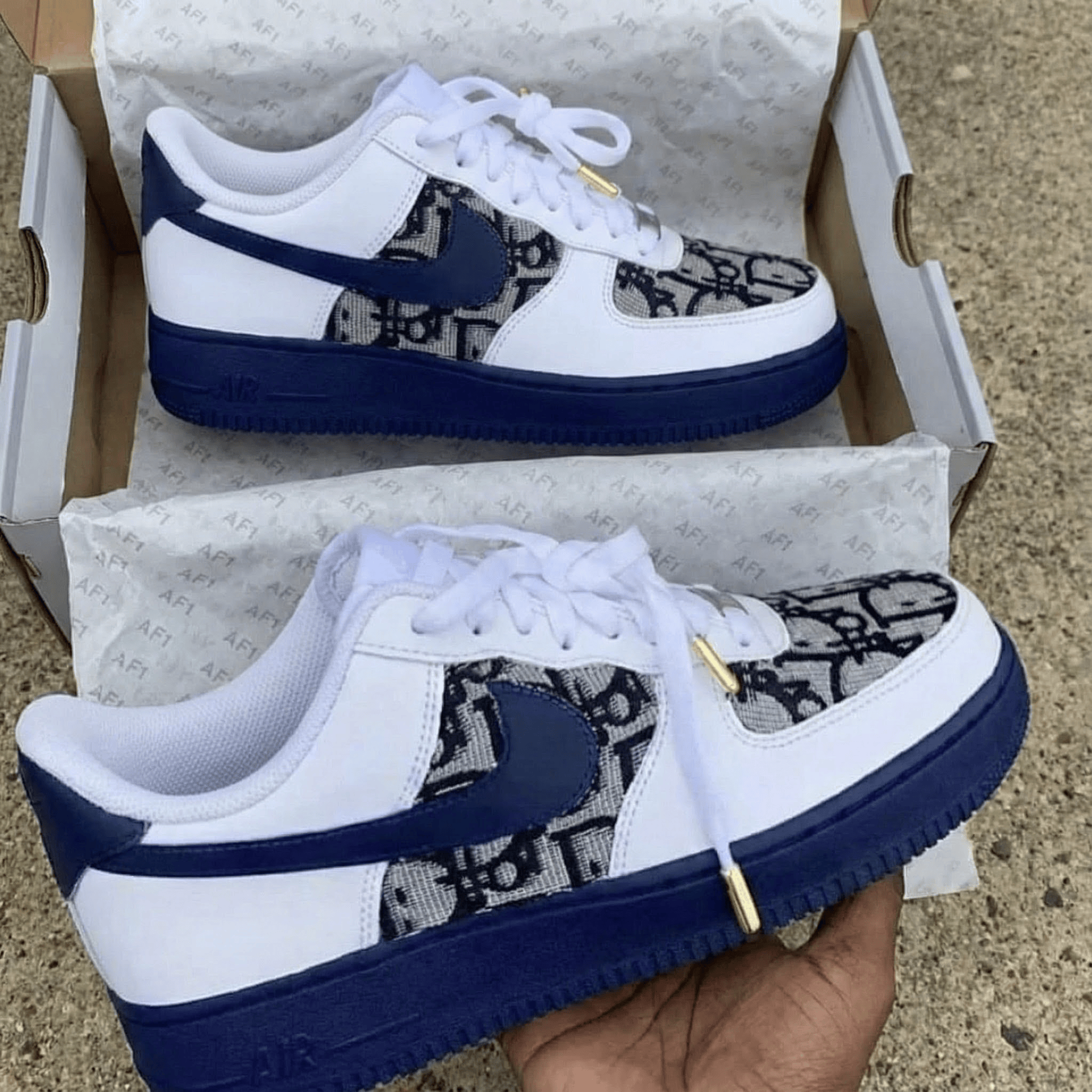 LV Pattern Navy Custom Air Force 1
