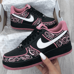 Paisley Pattern Baby Pink Black Custom Air Force 1 - view 2