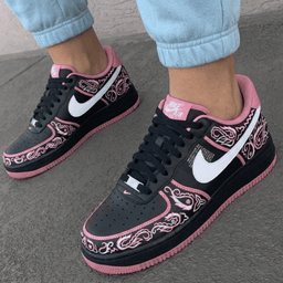 Paisley Pattern Baby Pink Black Custom Air Force 1 - view 3