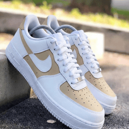 Beige and White Custom Air Force 1 - view 2