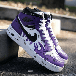 Flame Pattern Purple Black Custom Air Force 1 - view 2