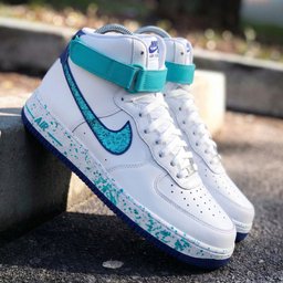 Splatter Glitter Teal Custom Air Force 1 - view 2