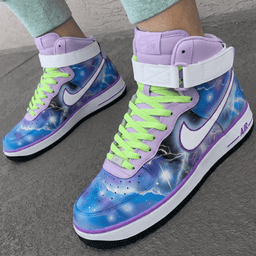 Lightning Galaxy Pattern Baby Purple Lime Green Custom Air Force 1 - view 2