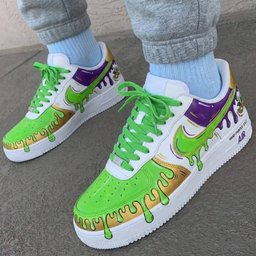 Mardi Gras Mask Drip Pattern Green Purple Custom Air Force 1 - view 3