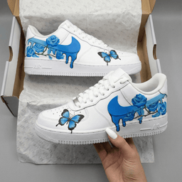 Rose Butterfly Pattern Blue Custom Air Force 1 - view 2