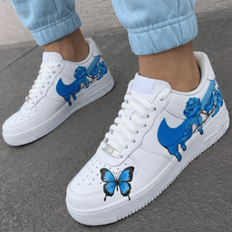 Rose Butterfly Pattern Blue Custom Air Force 1 - view 3