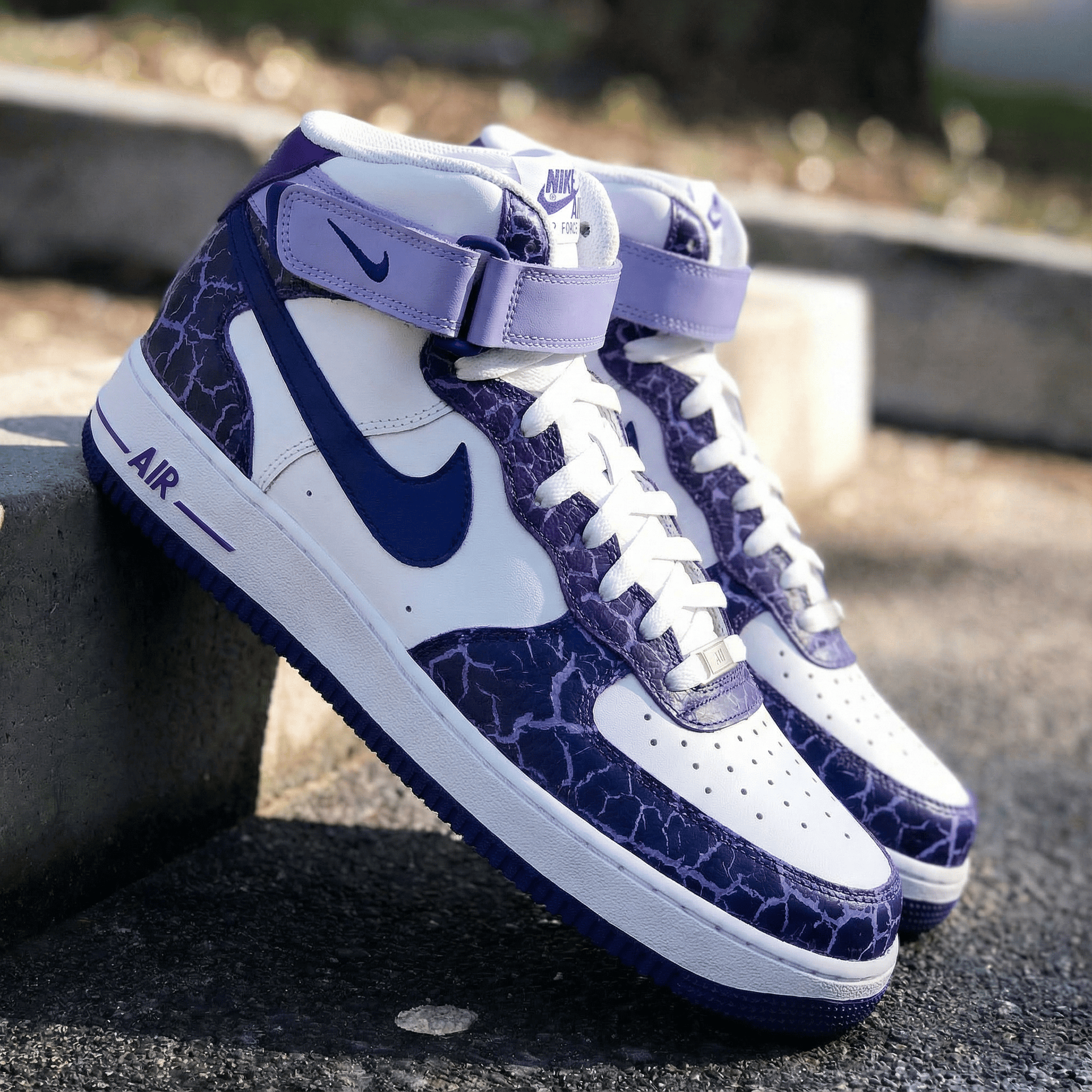 Cracked Pattern Purple Blue Custom Air Force 1