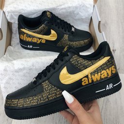 Word - Pattern Black Gold Custom Air Force 1 - view 2