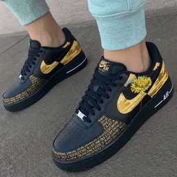 Word - Pattern Black Gold Custom Air Force 1 - view 3