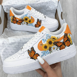 Butterflies Flowers Orange Custom Air Force 1 - view 2