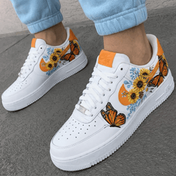 Butterflies Flowers Orange Custom Air Force 1 - view 3