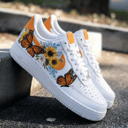 Butterflies Flowers Orange Custom Air Force 1