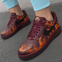 Flame Pattern Maroon Custom Air Force 1 - view 2