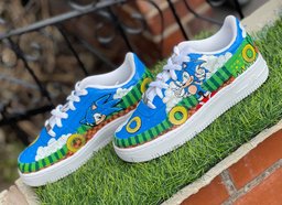 Sonic The Hedgehog Theme Blue Green Custom Air Force 1 - view 3