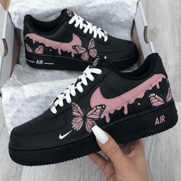 Butterflies Pink Black Custom Air Force 1 - view 2