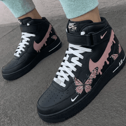 Butterflies Pink Black Custom Air Force 1 - view 3
