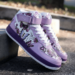 Butterflies Flowers Purple Custom Air Force 1 - view 2